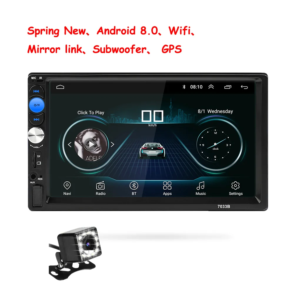 with camera 2din автомобильный плеер Android 8,0 Универсальное автомобильное радио " 2 din автомобильное радио gps android gps навигация wifi Bluetooth MP5 плеер - Цвет: with camera