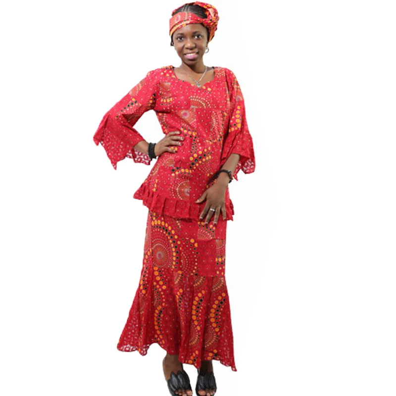 Женские африканские платья MD dashiki короткая юбка-раппер с шарфом комплект из трех