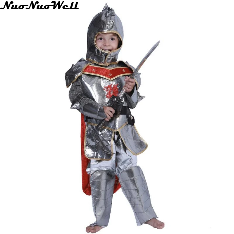 

Детский серебристый крестовый Рыцарь Воин средневековый карнавал вечеринка на Хэллоуин фантазийный костюм для мальчика Косплей фантазия ...