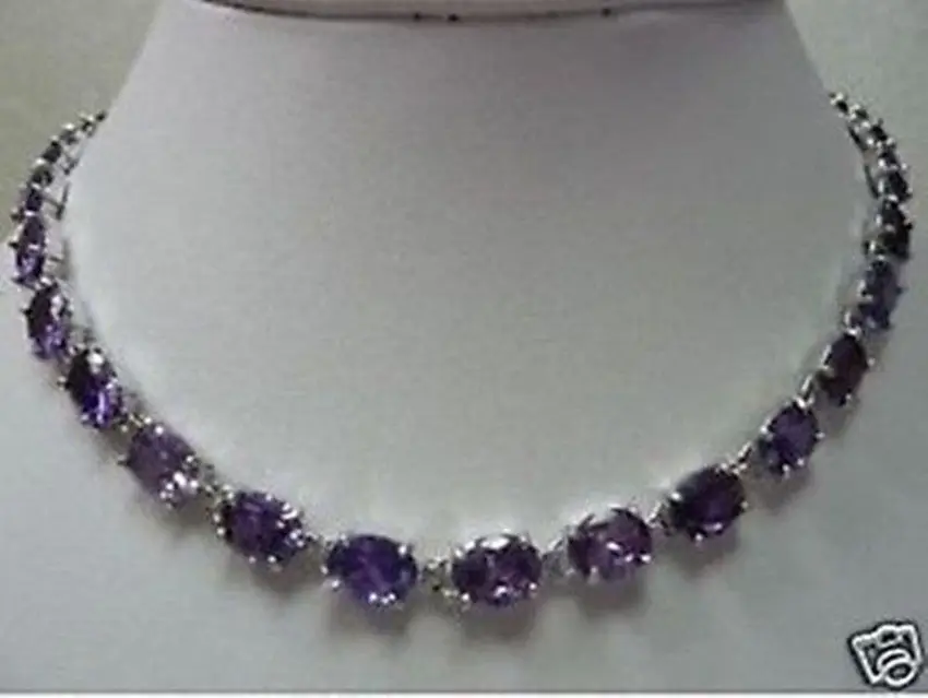 Rsr5 E754 бесплатная доставка &gt драгоценные белое золото аметист ожерелье 18 &quot |