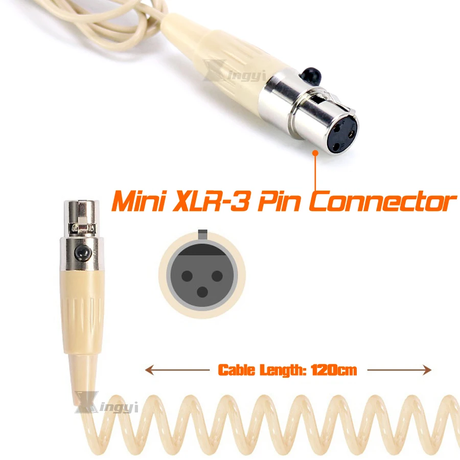 Бежевый мини XLR 3 Pin TA3F гарнитура микрофон головной убор для SAMSON Беспроводная