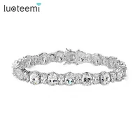 luoteemi chain link bracelet big ogival and small ogival cubic zirconia chain link charm friendship bracelet for women wholesale