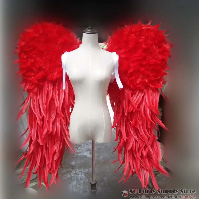 Large luxury beautiful Red feather angel wings COS game supply party stage show Displays shooting props EMS free shipping | Дом и сад