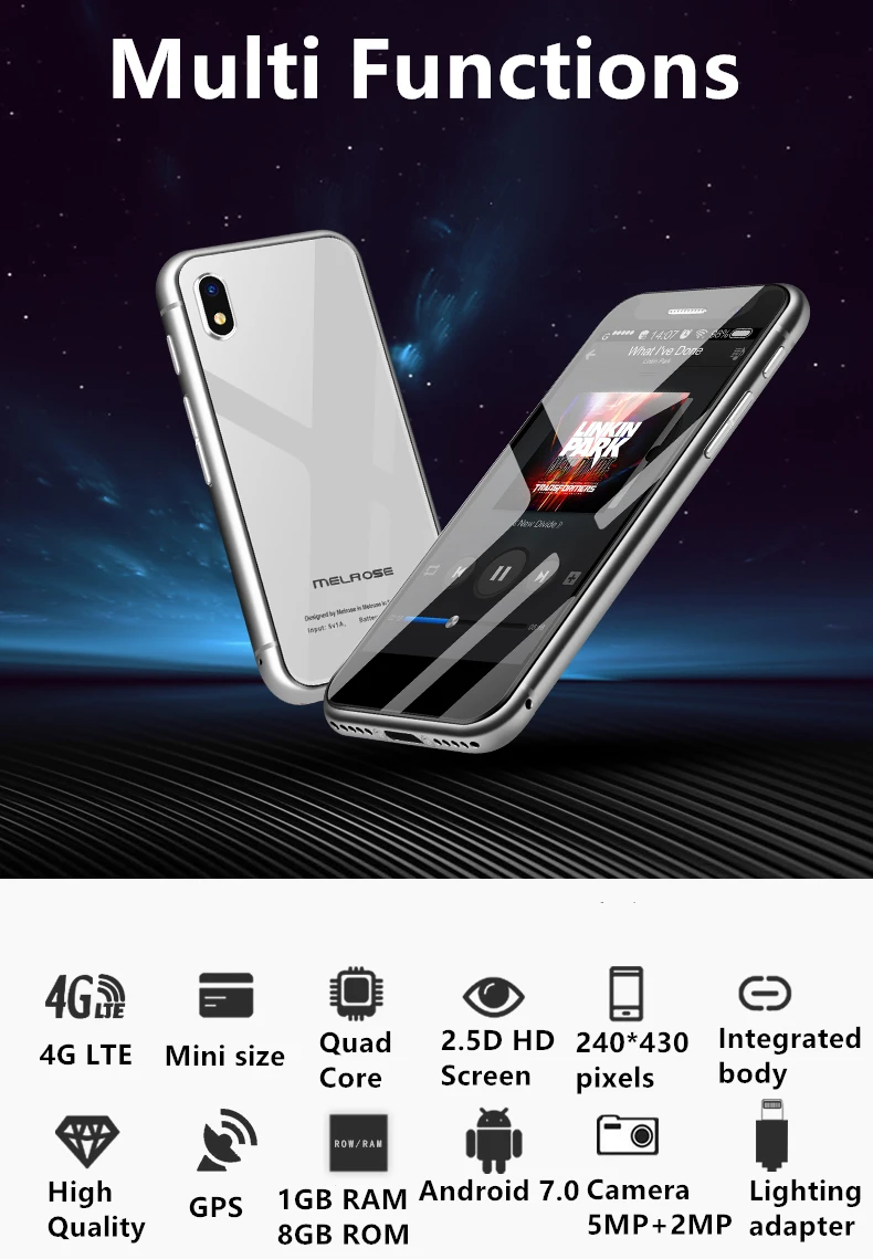Супер мини 4G LTE смартфон Melrose S9 PLUS 2,45 дюймов маленький экран ультра тонкий MTK6737 1 ГБ 8 ГБ маленький Android 7,0 мобильный телефон