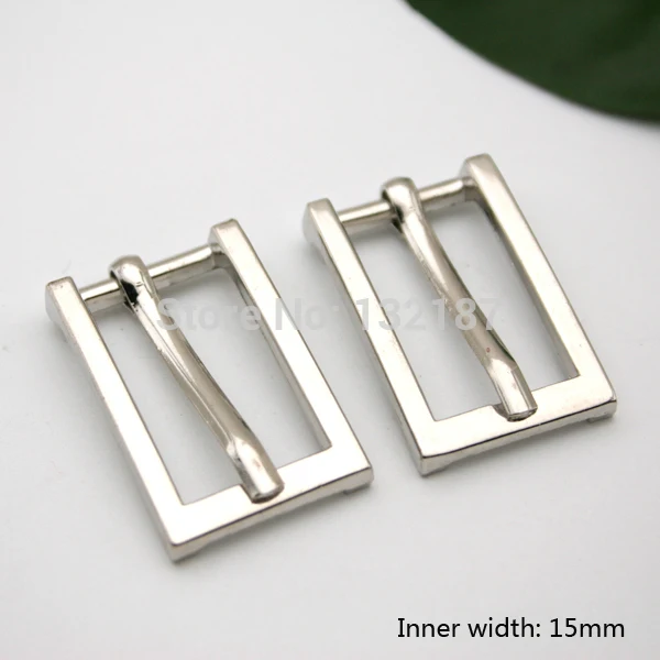 

Wholesale 15mm fashion zinc alloy metal buckle with pin shinny silver nickle belt bucke high polished BK-052