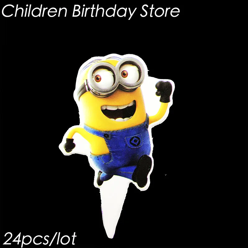 Minions 24 шт./лот соевый Luna тема торт Топпер соевый Luna тема День Рождения украшения соевый Luna тема украшения для кексов - Цвет: Minions