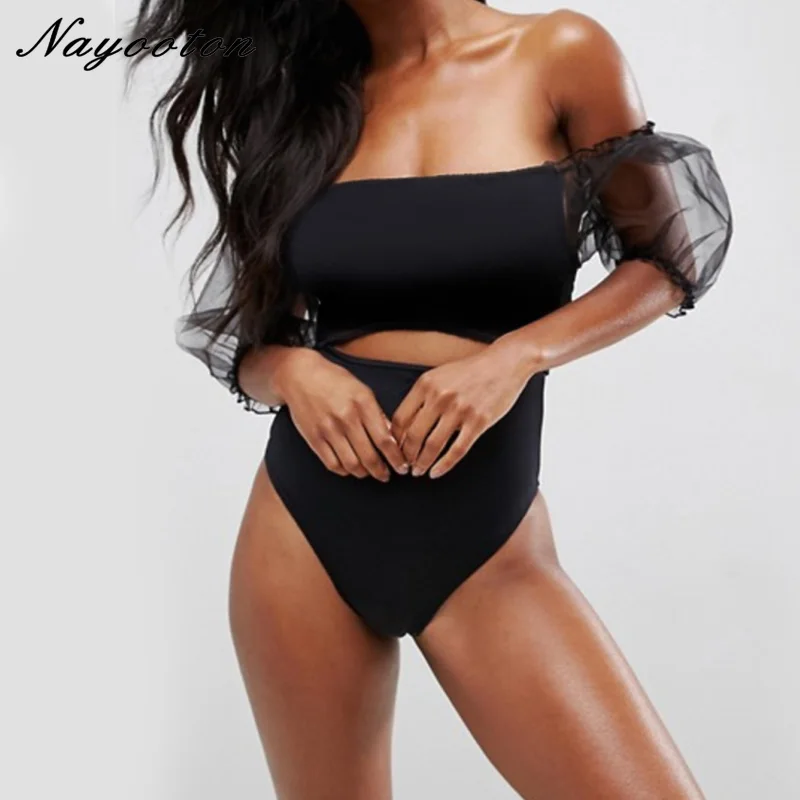 Женский цельный купальник maillot de bain сшитые купальники из черной пряжи боди