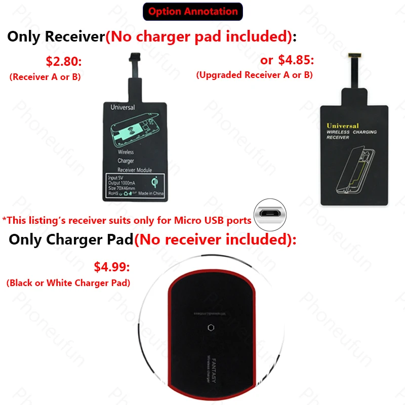 Обновленная Qi Беспроводная зарядная площадка или с микро USB зарядным приемником