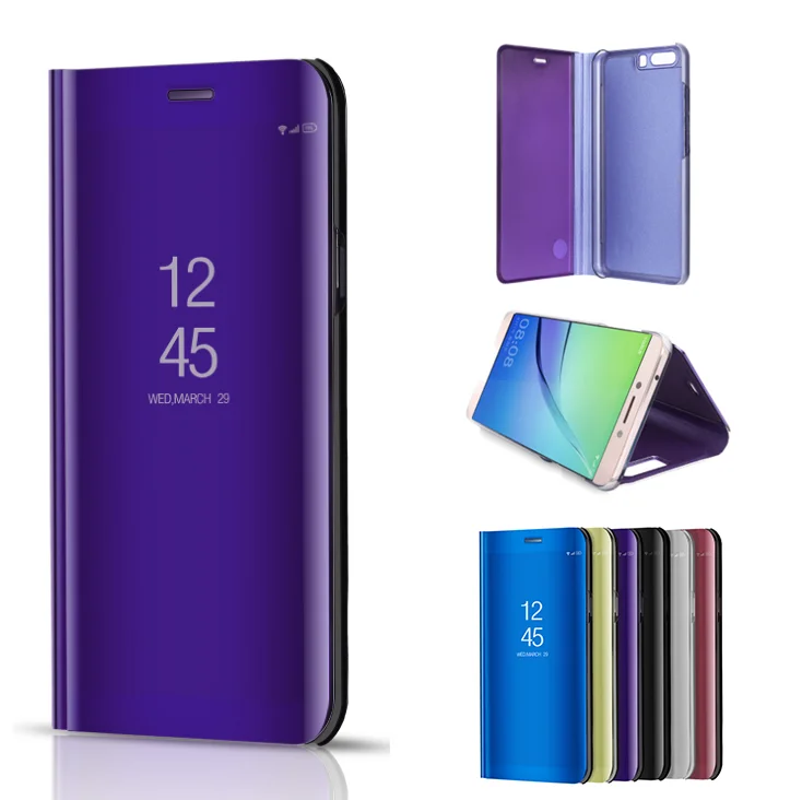Mobile phone stents Luxury Clear View Mirror Flip Case For Samsung Note 8 S8 S7 S9 plus edge cover |
