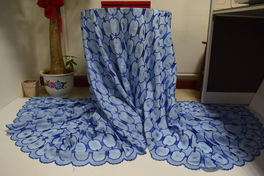 

African Cotton Lace Fabric Fashionable Swiss Voile Lace In Switzerland High-End Nigerian Lace Dress Fabric 5yards CL10175