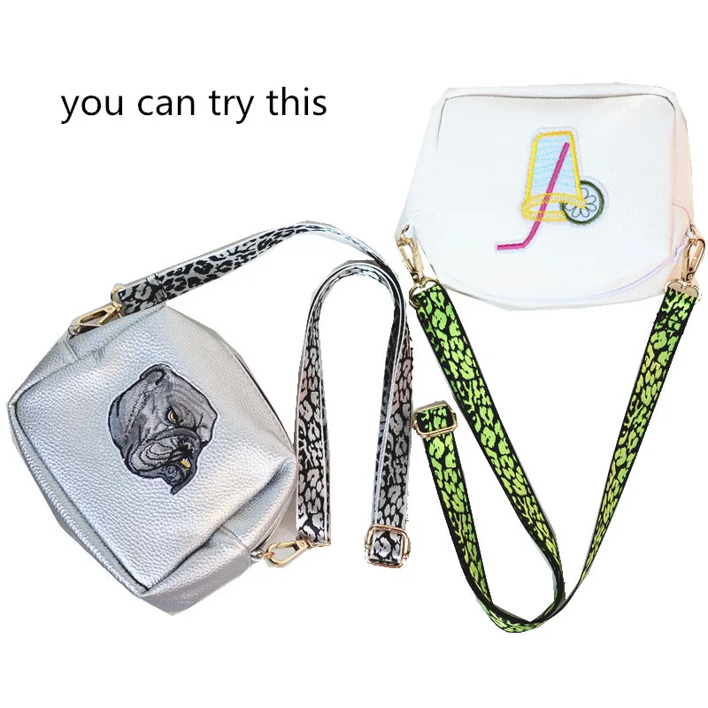 Дизайнер регулируемый нейлоновый ремешок сумки модные черные + серебро ремни с