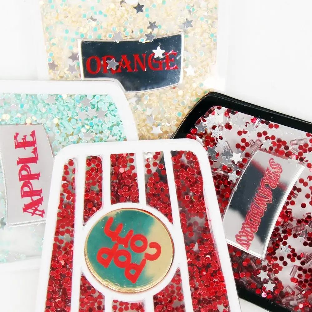 

IBOWS Acrylic Liquid Quicksand Pacth Pop Corn Juice Patches Beads Filled Handmade Phone Case Girl Hair Accessories DIY Suppliers