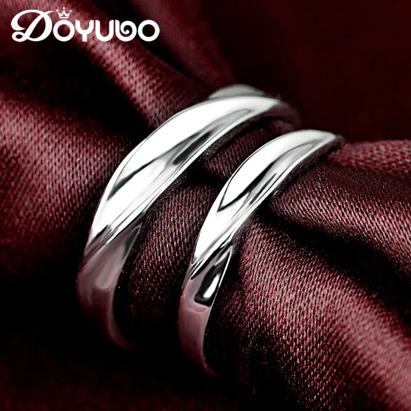 Кольцо из серебра 925 пробы для влюбленных DOYUBO мужчин и женщин простой дизайн 100%