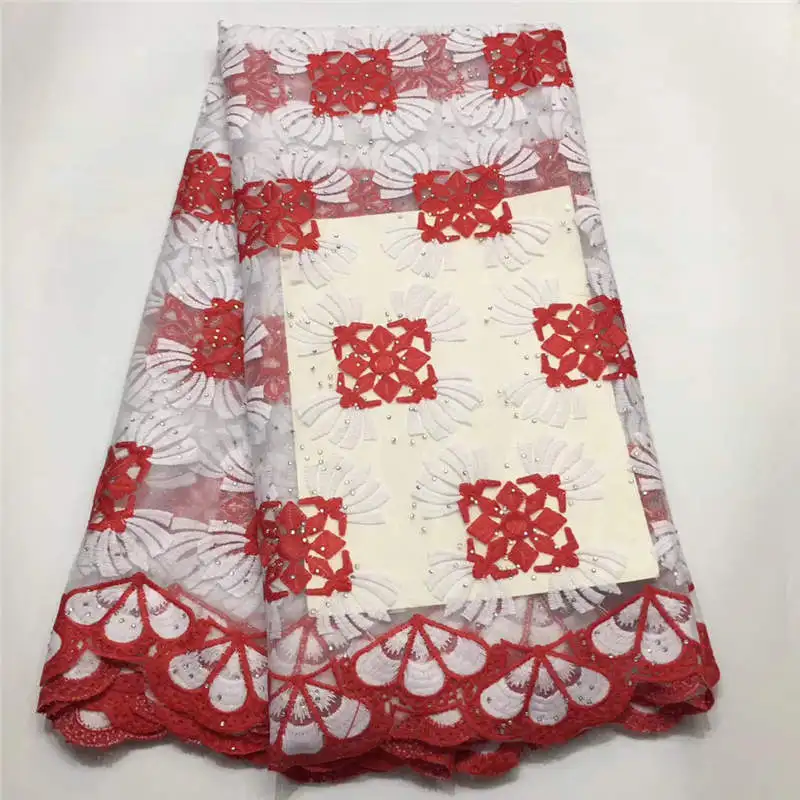 African lace fabrics red France tulle fabric with beads Fashion net for dress NLF31 | Дом и сад