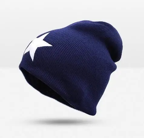 REAKIDS Skullies Beanies, детская зимняя шапка, хлопковые шапки со звездами для мальчиков и девочек, теплые шапочки, детская шапка, шапочки, детская шапка - Цвет: blue