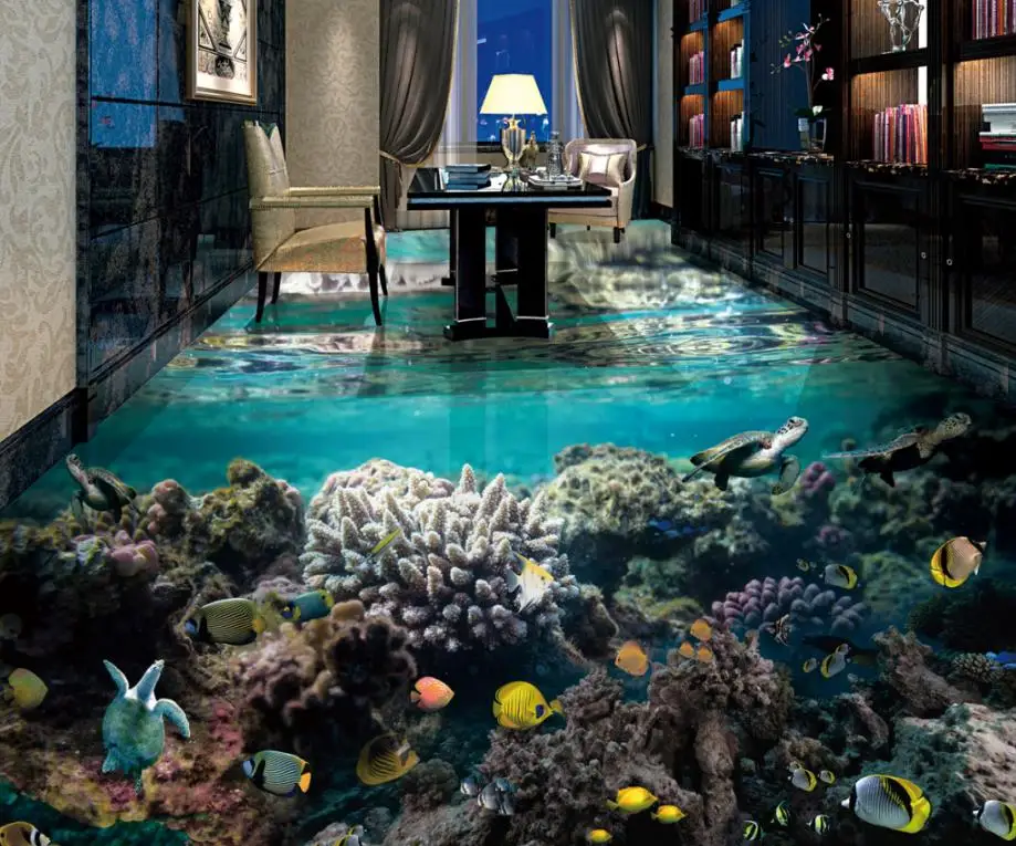 Европейские обои подводный мир самоклеящиеся напольные покрытия толстые