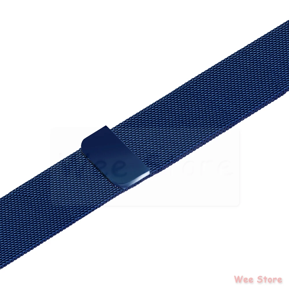 Миланская петля браслет из нержавеющей стали для Apple Watch серии 1 2 3 4 ремешок полосы 38 мм 40 мм 42 мм 44 мм - Цвет: Синий
