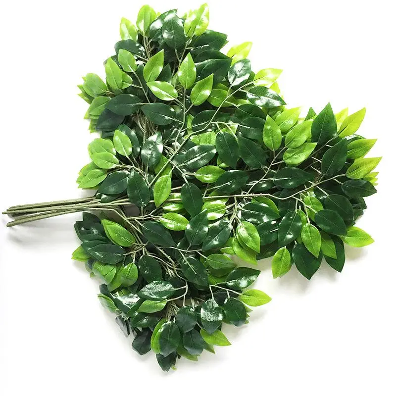 

1PC 58CM-60CM Party Resturant Home Hotel Wall Hanging Decoration Artificial Ginkgo Banyan Leaf Plants Fake Plastic Plant Leaves