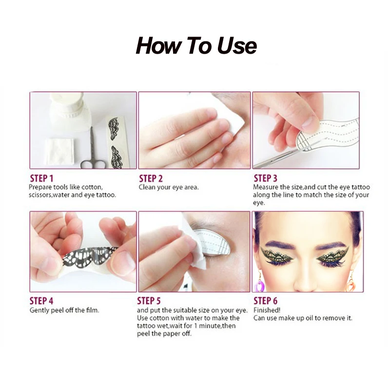 Водостойкие Временная тату наклейки для век переводящие воду дымчатые