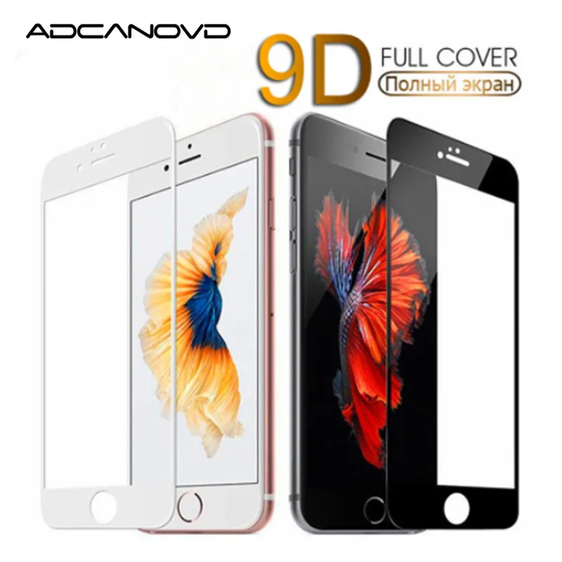 9D закаленное стекло с закругленными краями для iPhone 7, 8 Plus, X, XS, полное покрытие экрана, Защитное стекло для iPhone 7, 8, 6, 6S Plus, пленка