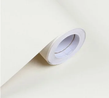 rice white New Plain color thick PVC wallpaper self-adhesive solid color wallpapers bedroom living room decoration wall stickers waterproof - Цвет: rice white