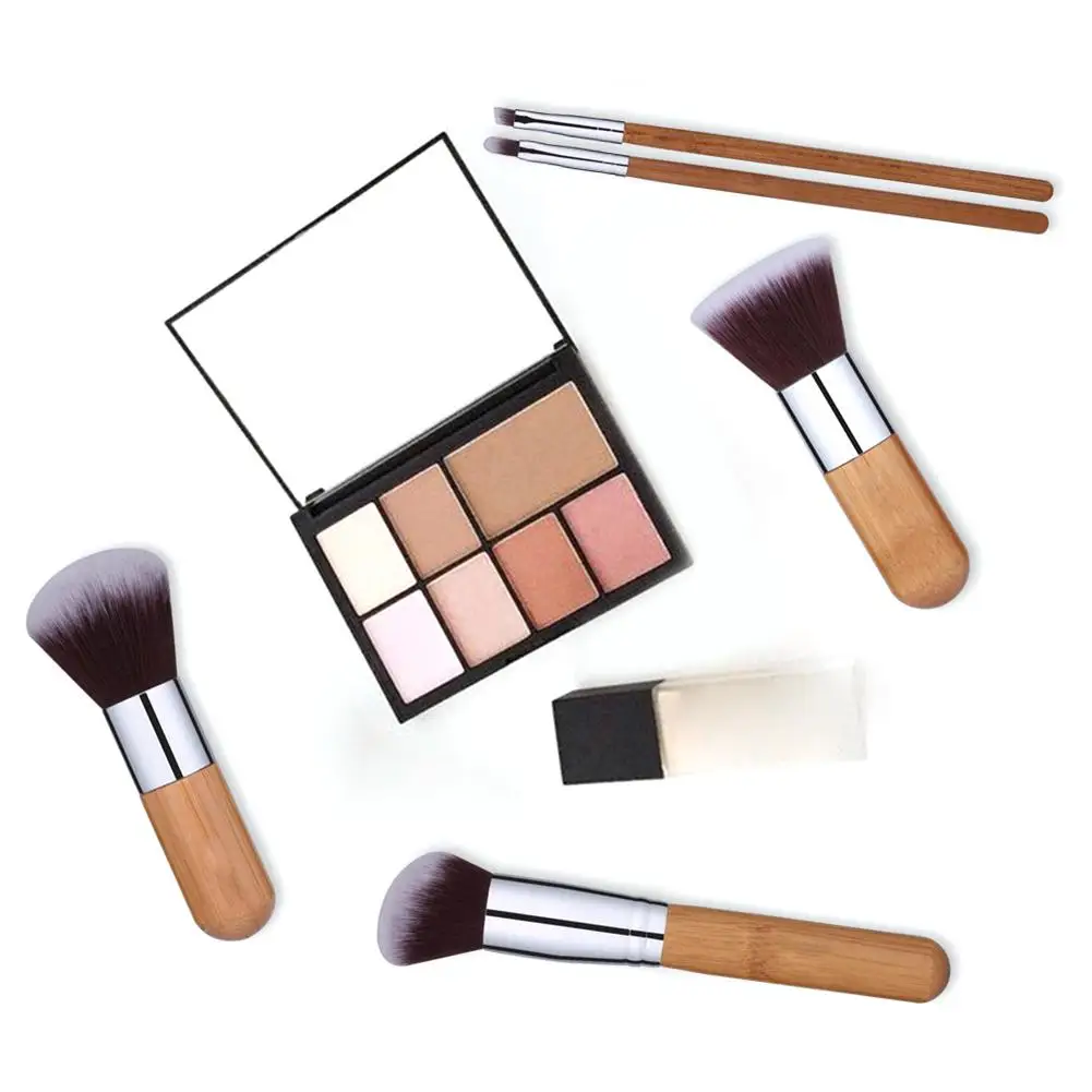 11 шт. бамбуковые кисти макияж румяна основа тени для век подводка глаз бронзер