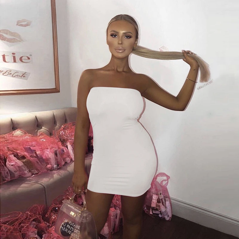 2019 Горячая продажа летнее платье взрывы без бретелек Женская Сексуальная труба