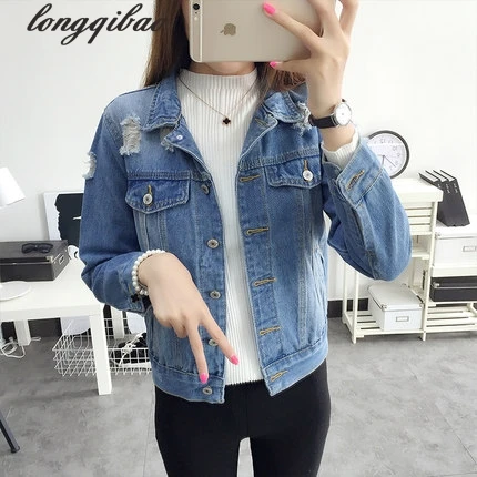 2017 весенняя и осенняя короткая Корейская версия новой джинсовой куртки с