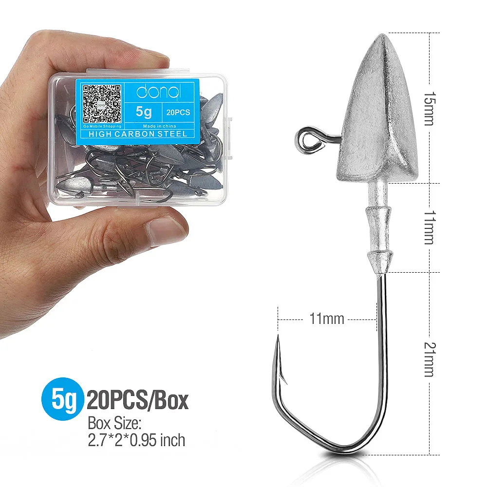 20pcs 5g DONQL 20 шт./компл. Lead Jig Head рыболовный крючок колючий Карп удочка 3,5g 5g 7g 10g 14g для Мягкая приманка в виде червей рыболовный крючок рыболовные снасти - Цвет: 20pcs 5g