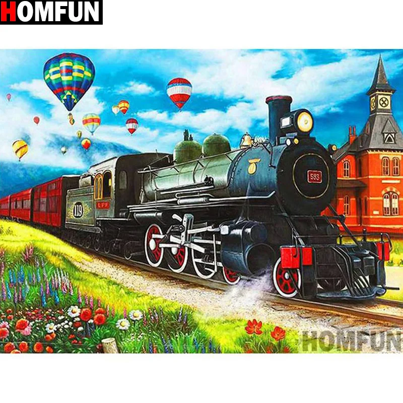 Алмазная живопись HOMFUN A14092 картина поезд с полными квадратными/круглыми стразами