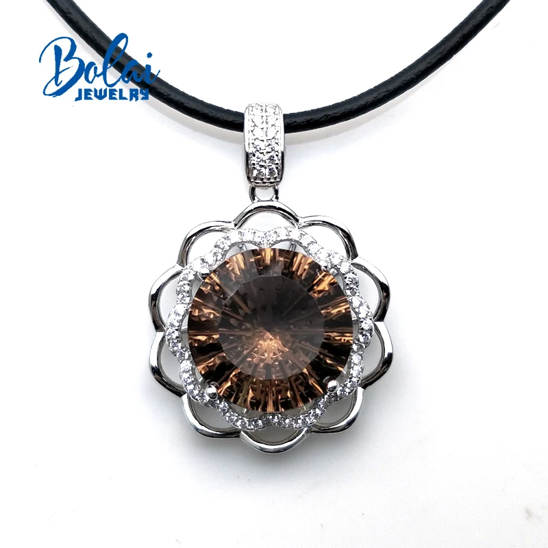 Bolaijewelry кулон из дымчатого кварца натуральный драгоценный камень серебро 925 пробы