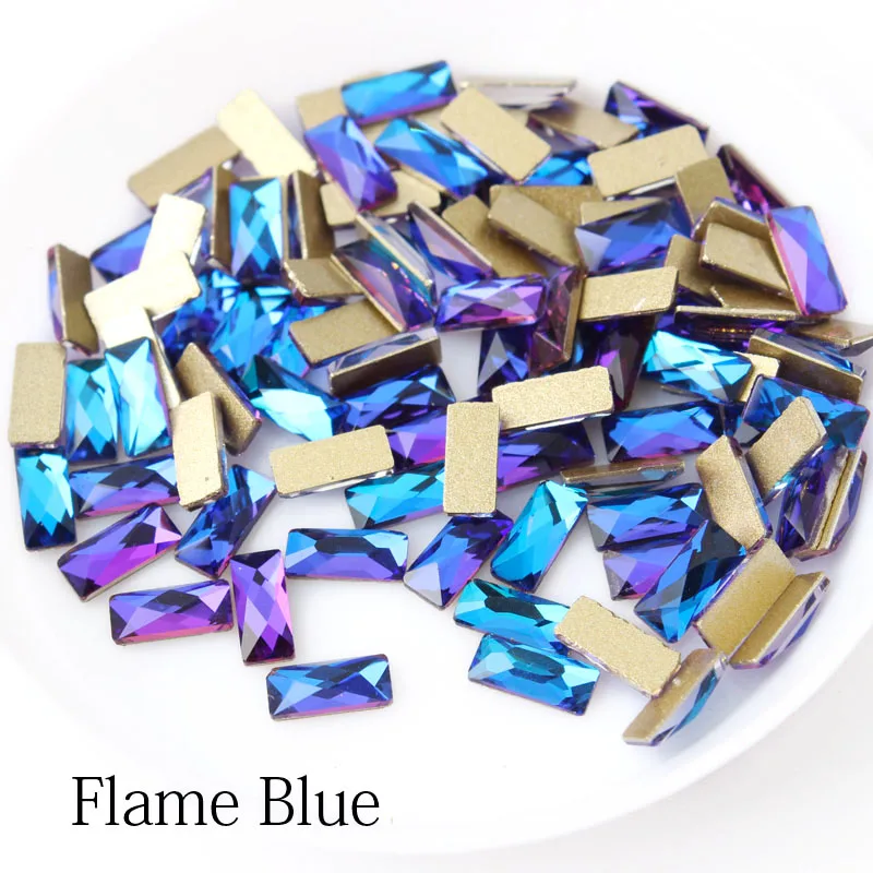 Flame blue Новая мода 3x7 полоски для дизайна ногтей Стразы смешанные витражные кристаллы 30 шт/100 шт для украшения ногтей - Цвет: Flame blue