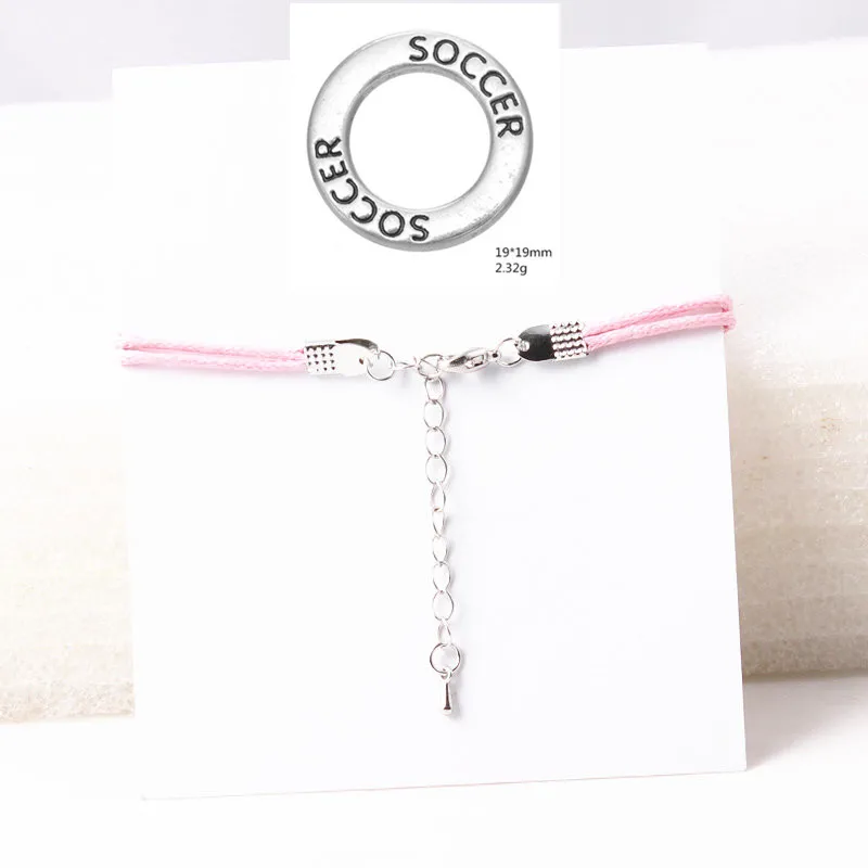 Soccer Charm Bracelet Sport Wish Card for Player Adjustable Cord Gift For Lover | Украшения и аксессуары