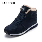 Мужские ботинки LAKESHI, коллекция 2022 года, зимняя обувь, теплые меховые ботильоны, мужская обувь, черная модная рабочая обувь для пар, мужская обувь на шнуровке