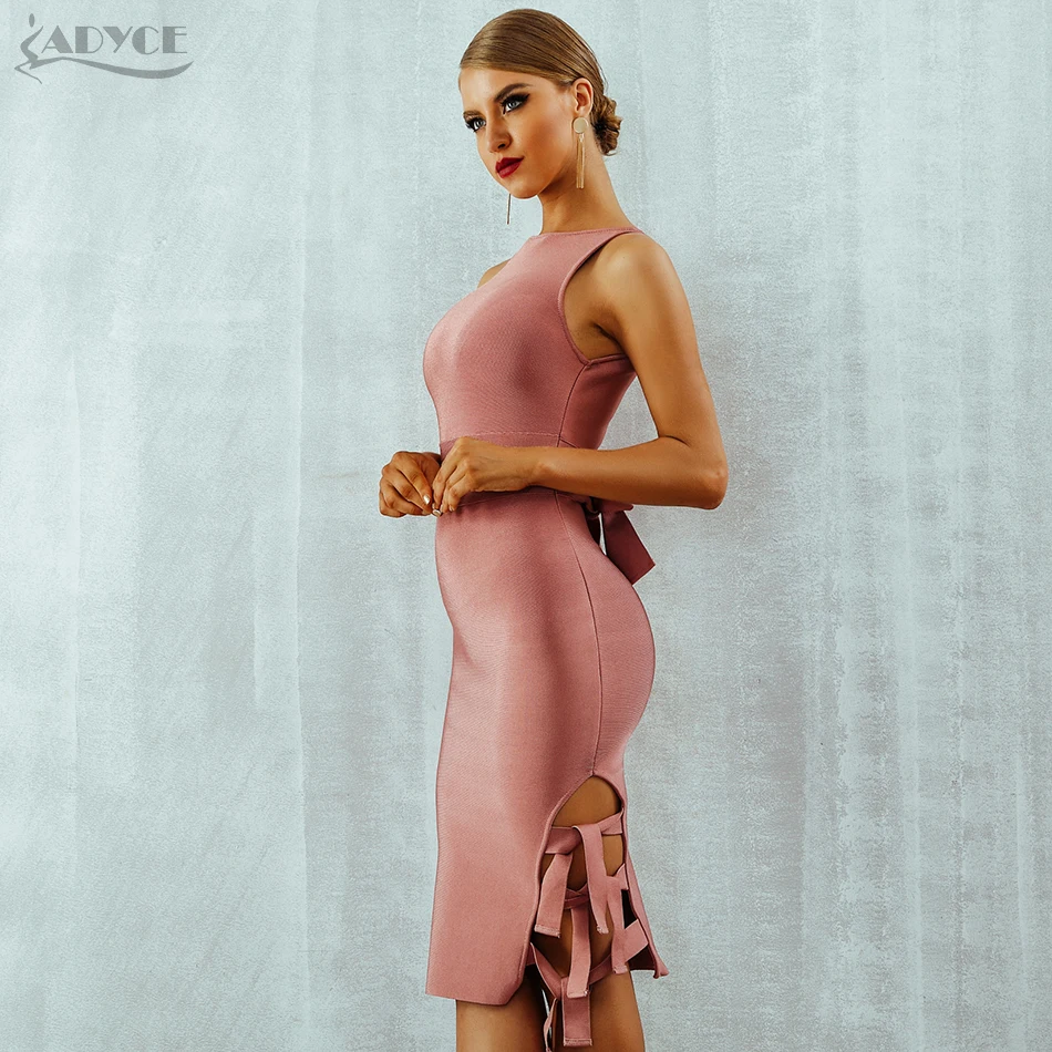 Adyce 2019 новое летнее женское Бандажное платье с круглым вырезом Vestidos открытое