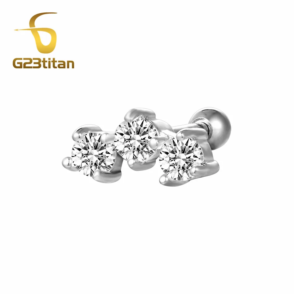 G23tian хирургические титановые хрустальные цветочные серьги-гвоздики для ушей, Хрящевые серьги, пирсинг на спирали, 16 датчиков, серебряные серьги-гвоздики, кольца для губ - Окраска металла: Ear Tragus