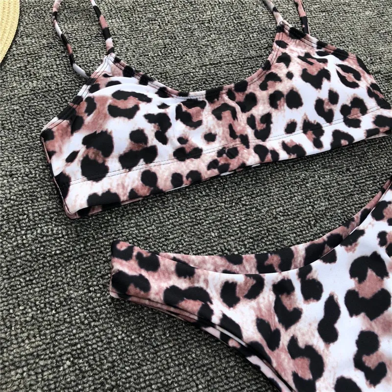 

Women's Bikini Solid Set Leopard Print Swimsuit Two Piece Filled Bra Swimwear Beachwear Swimming pool Sea swimwear bikini 2019