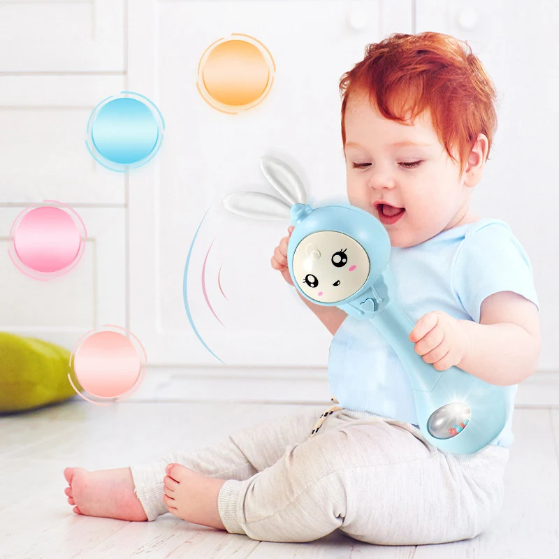 

Baby Rabbit Shape Teether Rattle Toy Music Playing Hand Bells Toys BM88