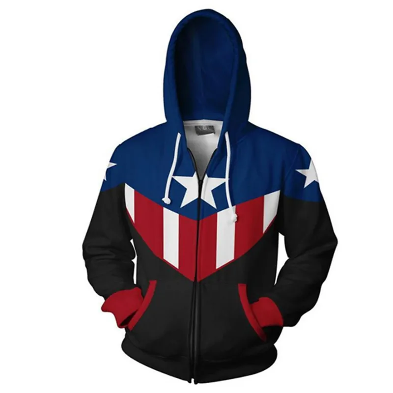 Zipper style Толстовки для косплея из фильма «Капитан Америка», толстовки, куртка супергероя, толстовки на молнии для взрослых мужчин и женщин - Цвет: Zipper style