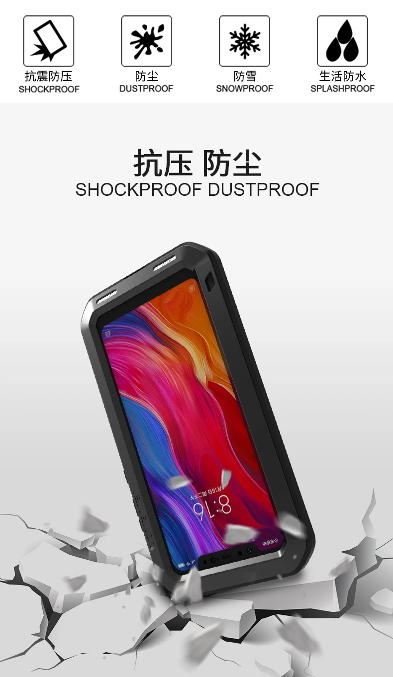 Waterproof Shockproof Dirtproof Three Proofing Case For Xiaomi Mi 8 Mi8 Cover Phone Shell Skin Bag with Tempered Glass | Мобильные