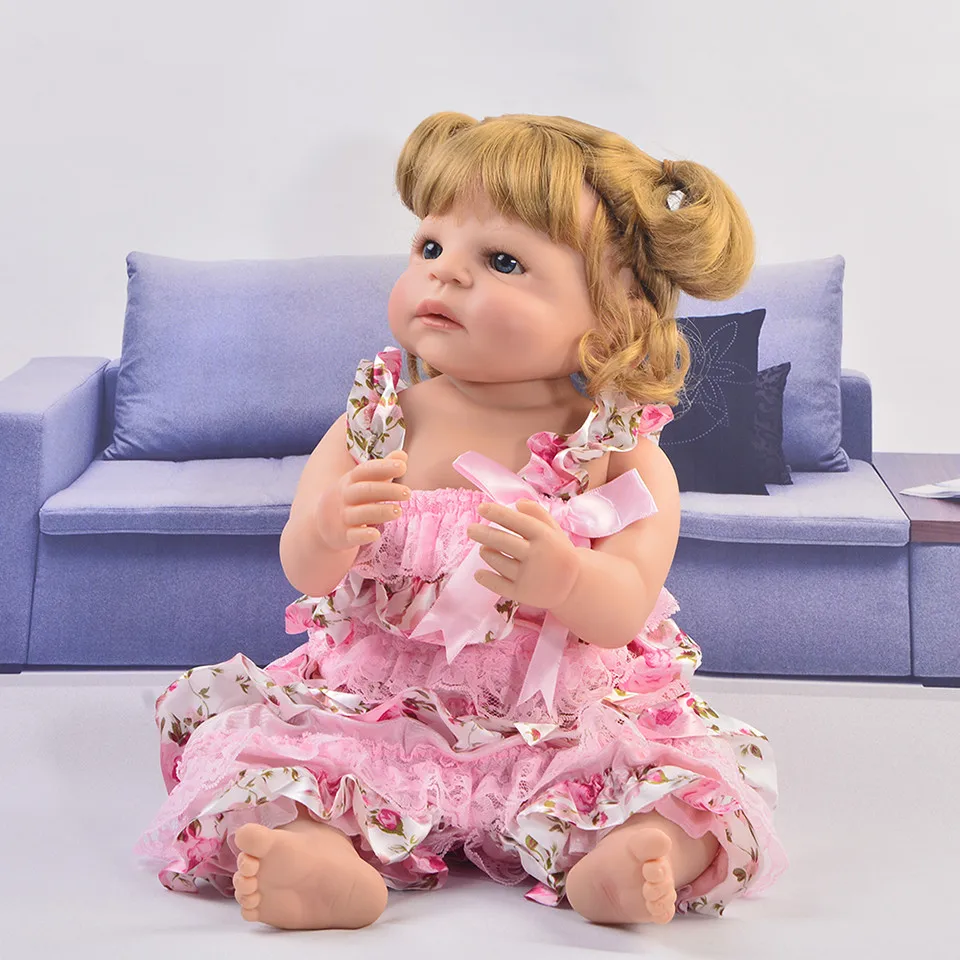 22 дюйма 55 см полный силиконовый винил принцесса ребенок малыш куклы