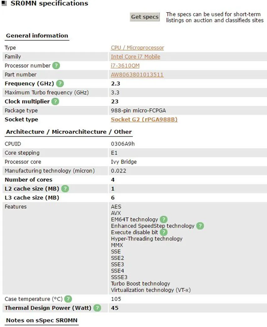 Процессор Intel Core i7-3610QM SR0MN процессор i7 3610QM 2,3 ГГц L3 = 6 м четырехъядерный процессор в течение 1 дня