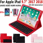 Съемный кожаный чехол с беспроводной Bluetooth клавиатурой для Apple iPad 9,7 2017 2018 5-го 6-го поколения A1822 A1823 A1893 A1954