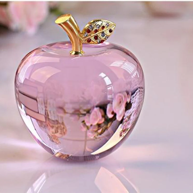 Домашний декор 8 см синий кристалл яблоко свадебное украшение белый хрустальный