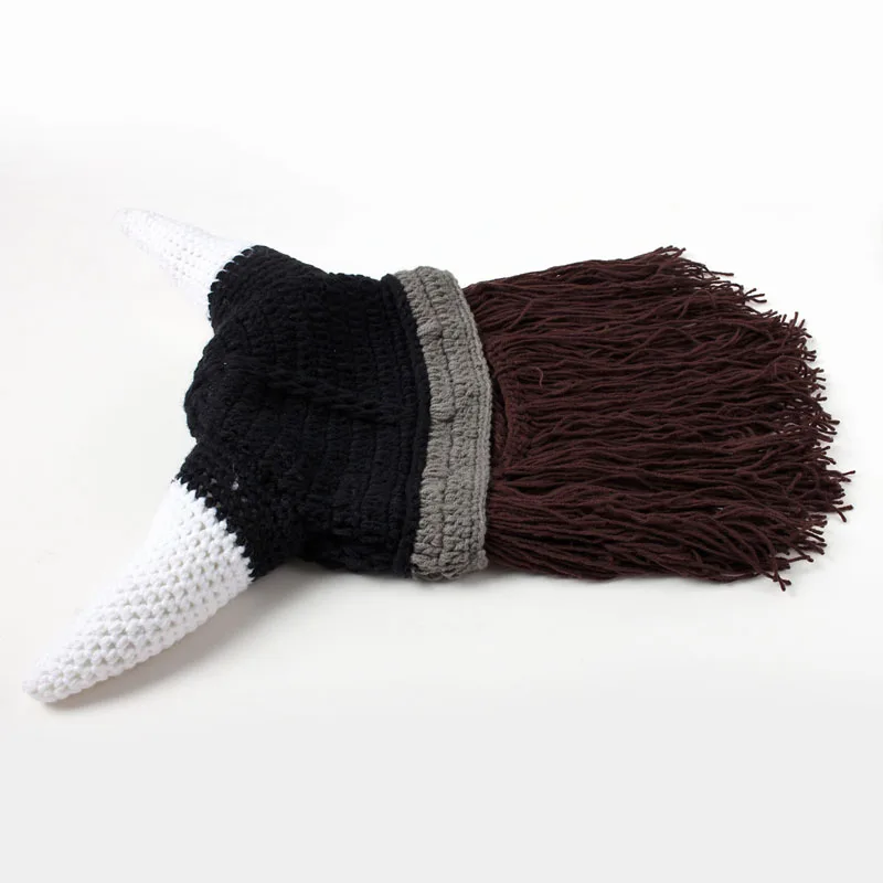 Крючком головные уборы малышей шляпа шапки Cow дизайн с рог новорожденный