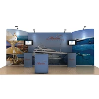 20ft portable tension fabric trade show display booth sets with lights podium tv brackets pop up backdrop wall exhibition expro