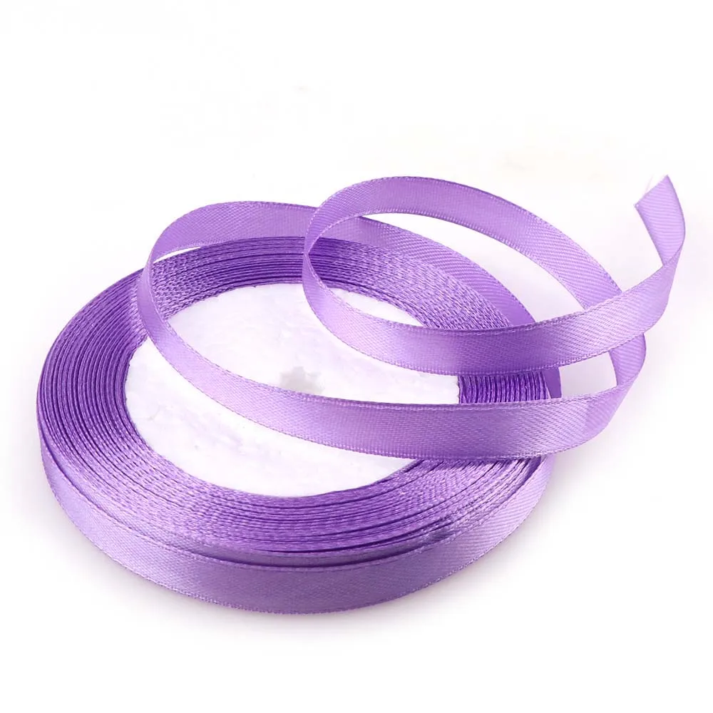 Light Purple 6 мм 25 ярдов/Roll шелковые, атласные ленты вечерние Главная Свадебные для упаковки подарков Рождество год DIY материалы ручной работы - Цвет: Light Purple