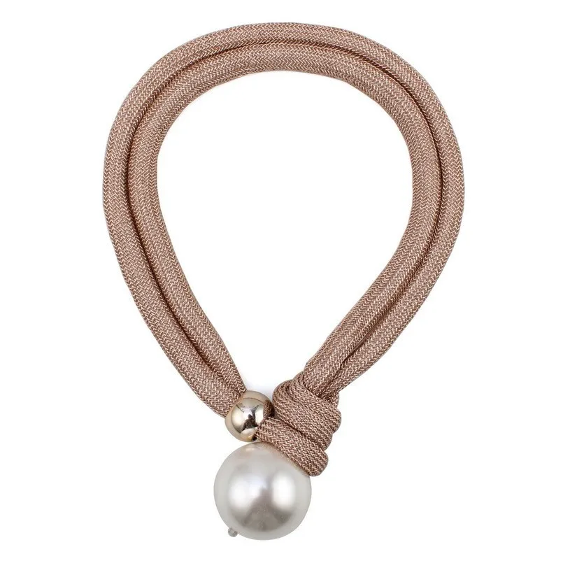 rose gold Цепочка на Биб-веревочке, длинное ожерелье с большим шариком из искусственного жемчуга для женщин, Брендовое ожерелье ручной работы, ювелирное изделие - Окраска металла: rose gold