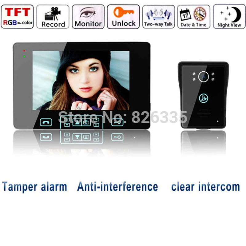 Главная Безопасность Беспроводной Дверной Звонок Цифровой 2.4 Г 7 дюймов