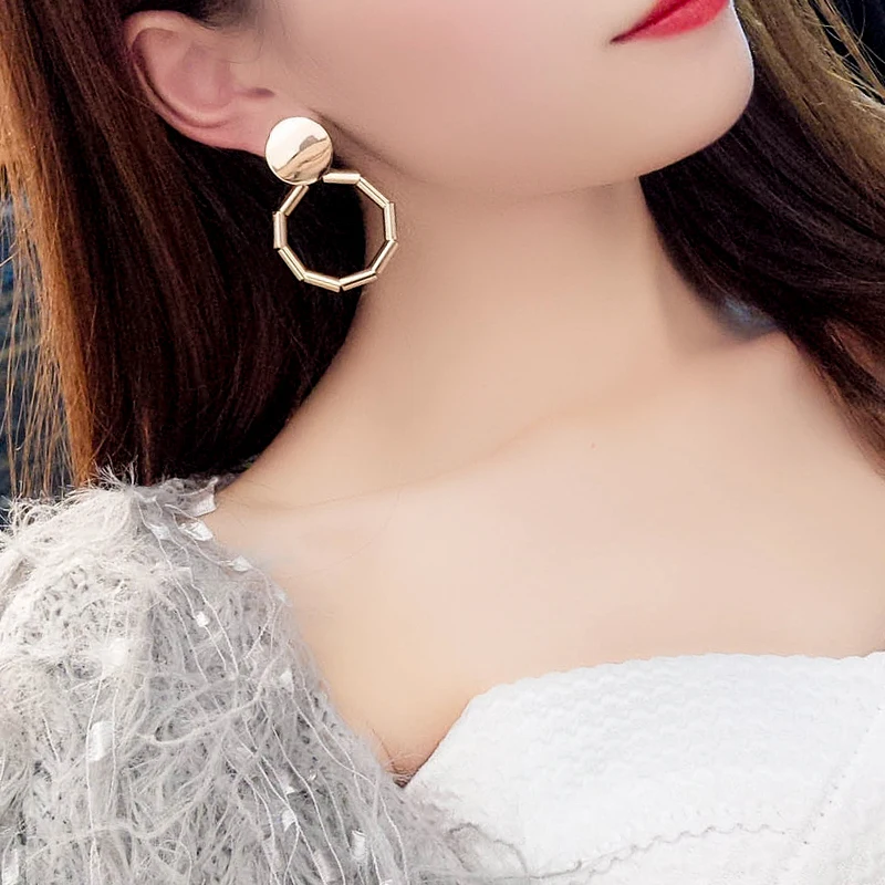 Kristi Tina Fashion Jewelry Female Exaggerated Metal Geometry Earrings Vintage Zinc Alloy Charm | Украшения и аксессуары